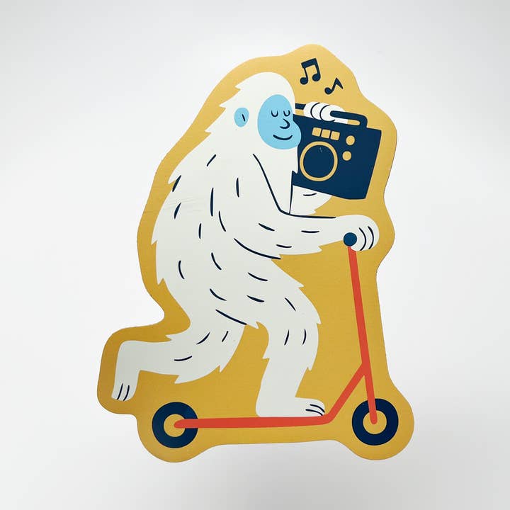 Aimant de scooter Yeti – Aimant découpé original pour musicothérapie pour la vente par Sungy Side Up