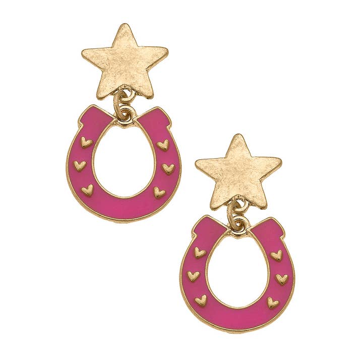 Lucky Stars Enamel Horseshoe Earrings for wholesale by Canvas Style