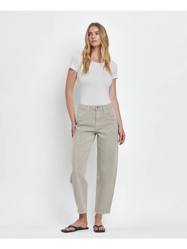 ROCK GREY SUPER HIGH RISE SLIM BARREL JEANS T6627RGR for wholesale on Faire15