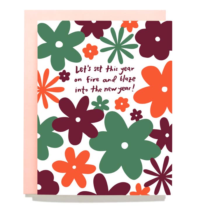 Blaze Into New Year - Letterpress Greeting Card for wholesale by Shorthand Press