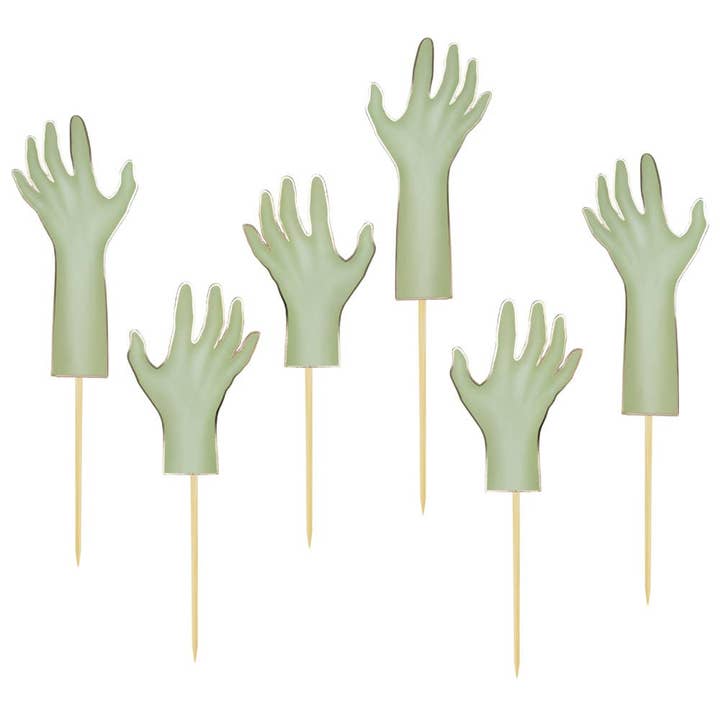 SET OF 6 PASTEL ZOMBIE HAND DECORATIONS FOR CAKES for wholesale by Tim&Puce Factory