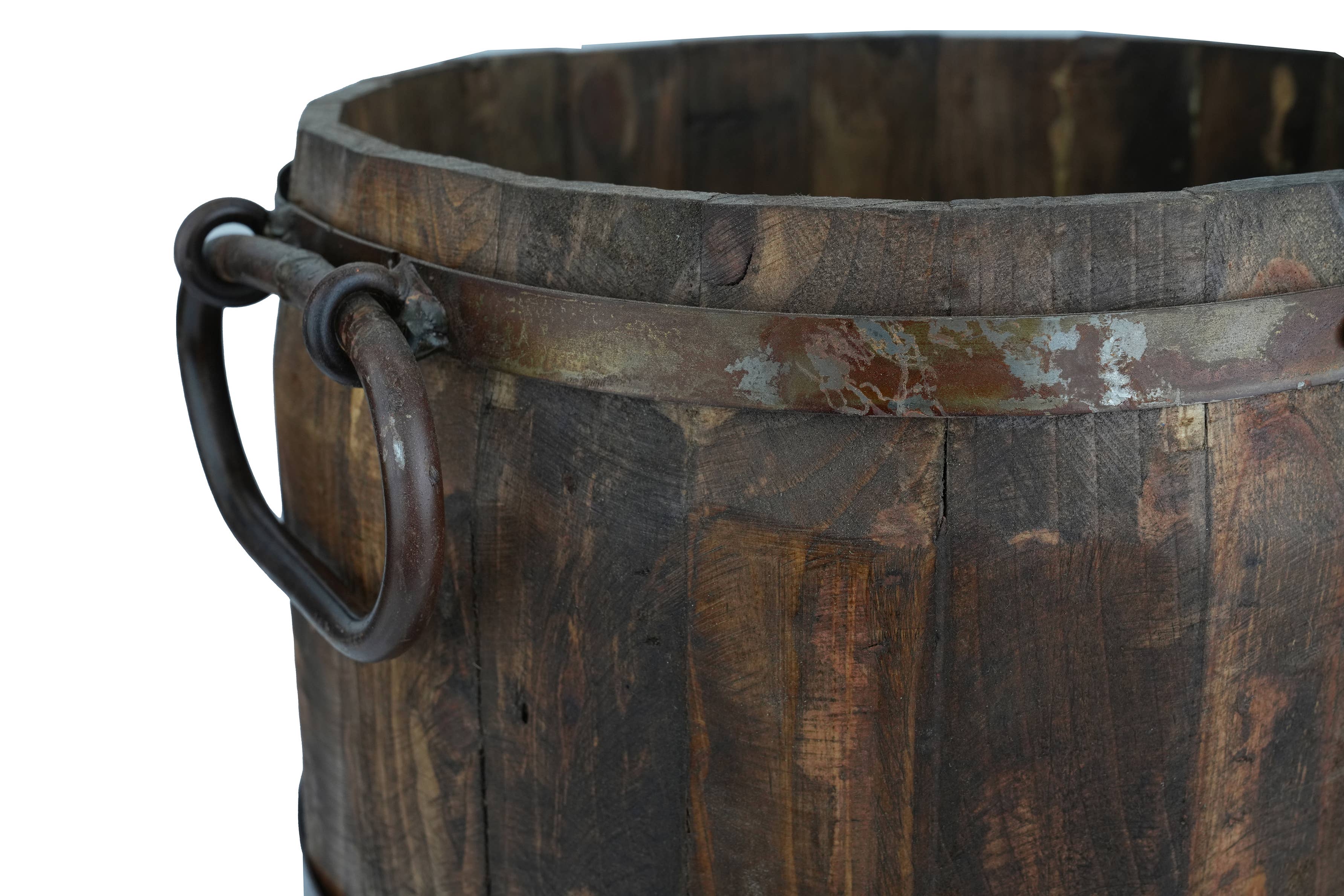 My Amigos Imports - Wholesale Bucket/Pail - Rustic Trim Bucket-15W x 18H inches-Large-Farmhouse-Waxed3