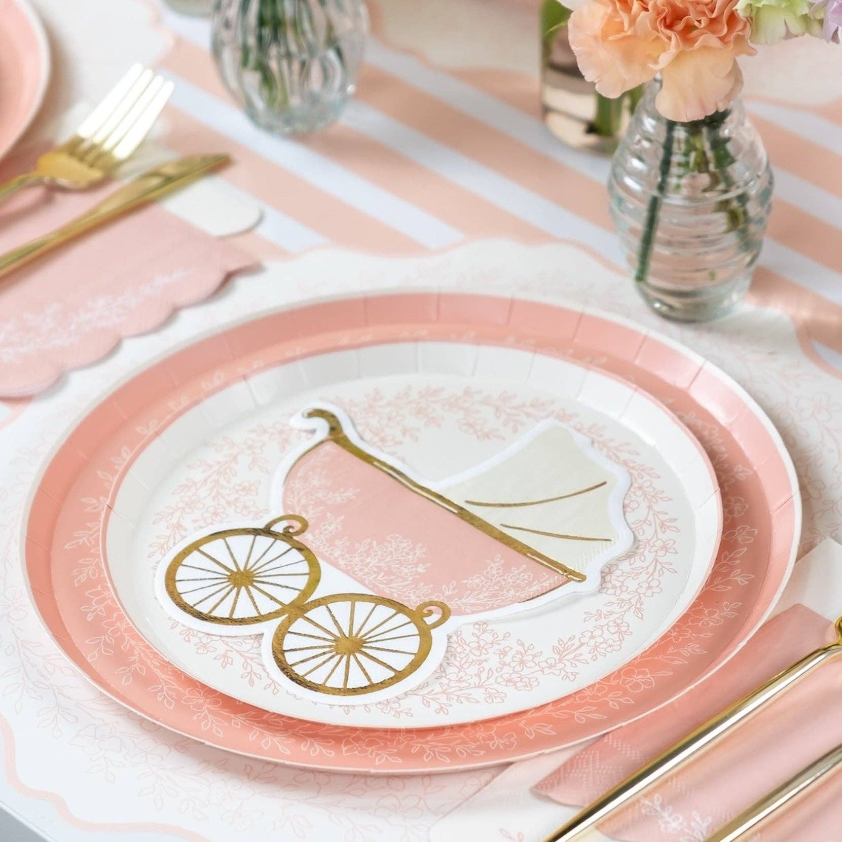Gatherings by Curated Paperie - Wholesale Disposable Table Cover/Runner - Baby Pink Striped Table Runners5