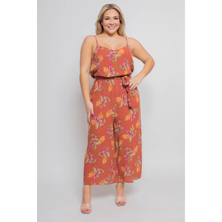 COMBINAISON TAILLE PLUS À NOUER À IMPRIMÉ TROPICAL pour la vente par Curve Market