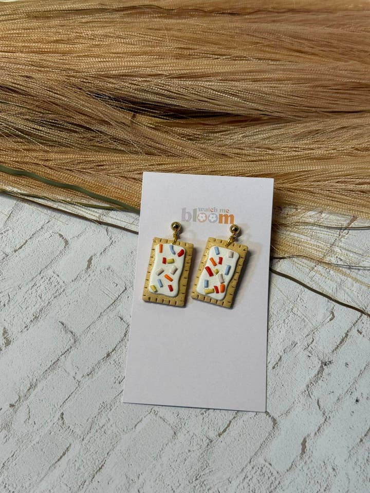 Sprinke Tart Polymer Clay Earrings | Food earrings for wholesale by Watch Me Bloom