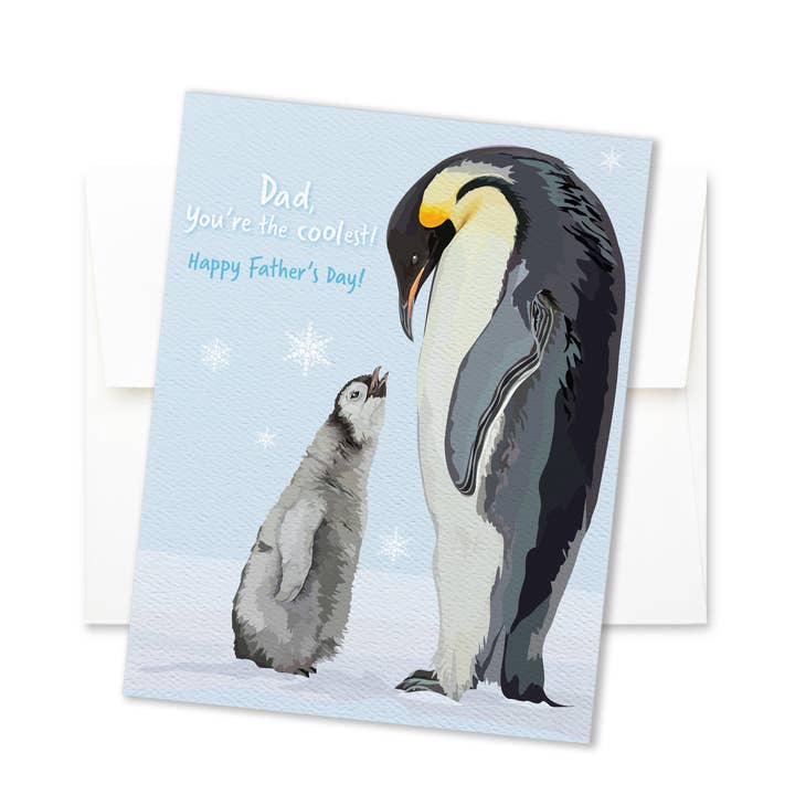 Father's Day Card: Sweet Penguin Dad and Baby for wholesale by The Red Barn Press
