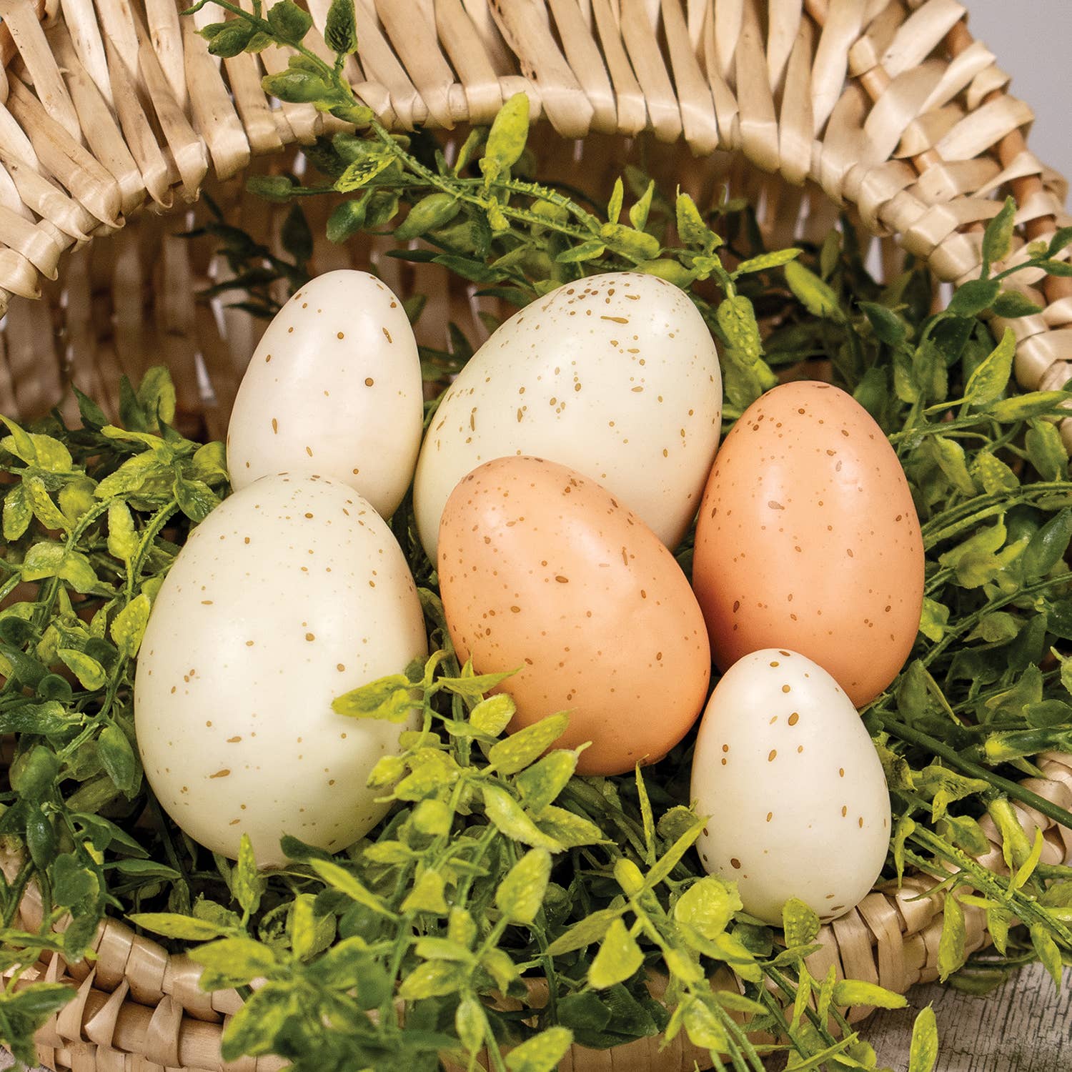 Col House Designs - Wholesale Decorative tabletop object - 6/Set, Natural Speckled Eggs in Bag1