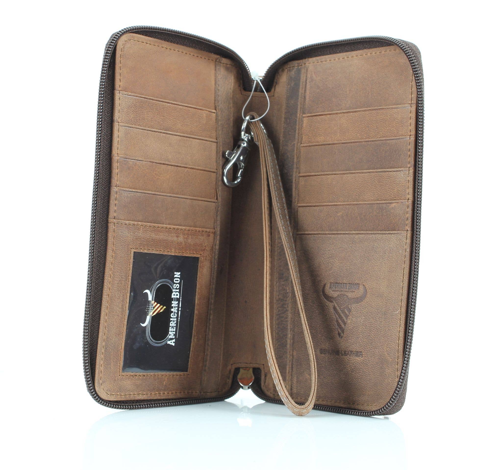 Leather Impressions Inc - Wholesale Wristlet - American Bison Floral Tooled Ladies Wristlet6