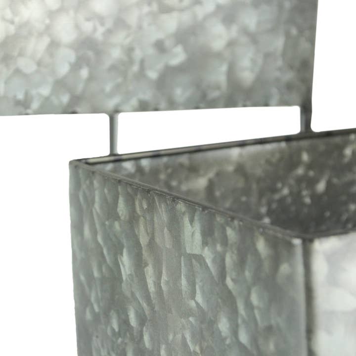 Zeckos - Wholesale Plant Pot - Set of 2 Galvanized Zinc Square Metal Planters On Stands