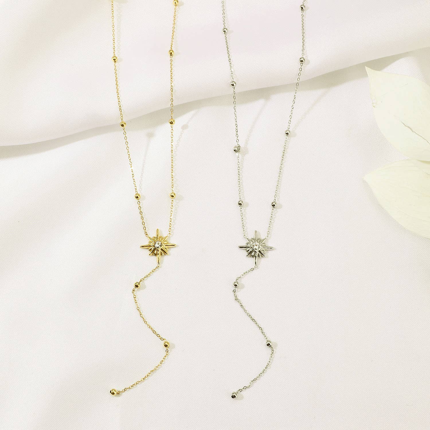 Kapyco – Großhandel Y- & Lasso-Halsketten – Kette aus Edelstahl mit Nordstern und Kristallen - BJ2102112