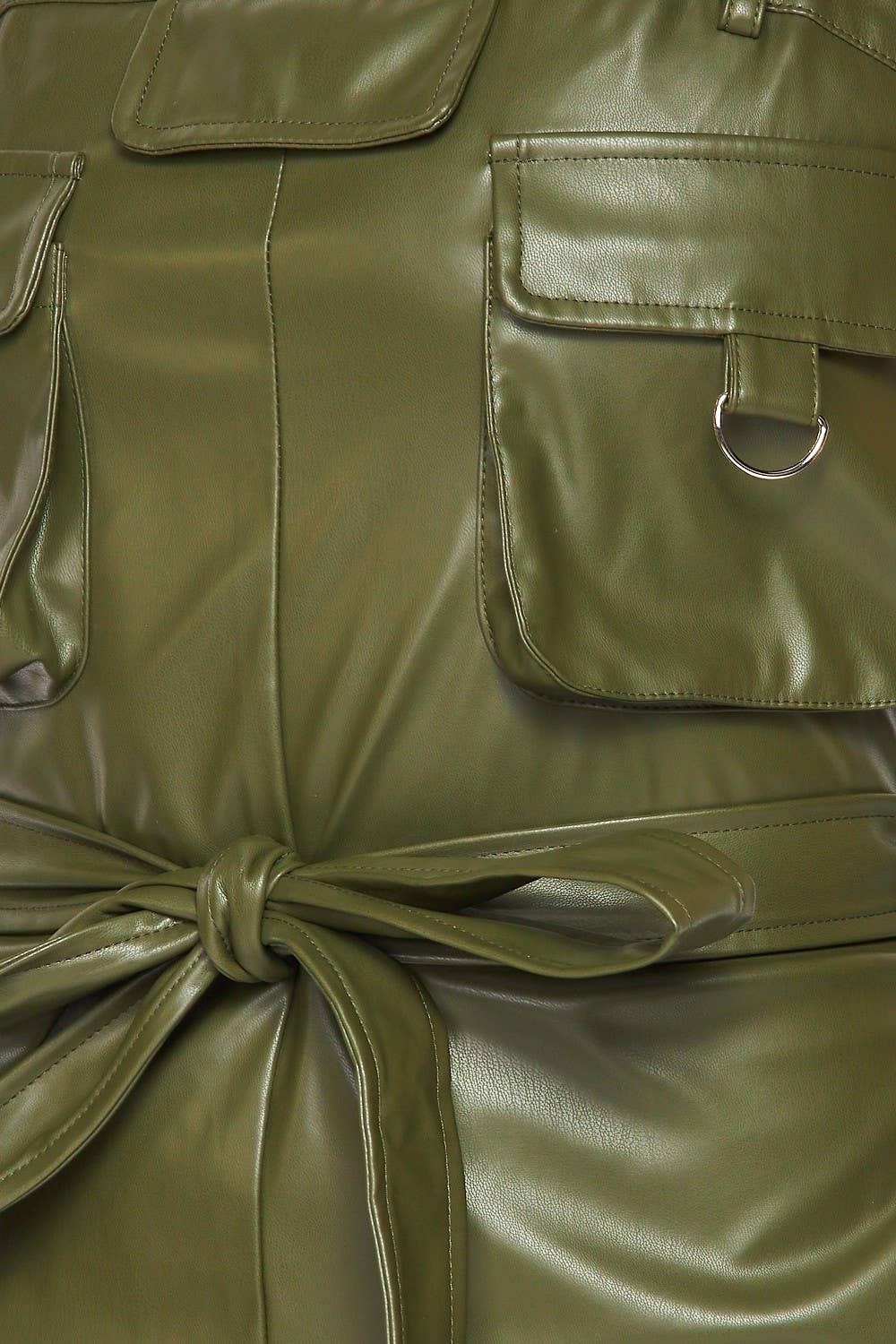 Oliven Wander imiteret læder Cargo Pocket Jogger Jumpsuit (HDR30753) for engroshandel på Faire4