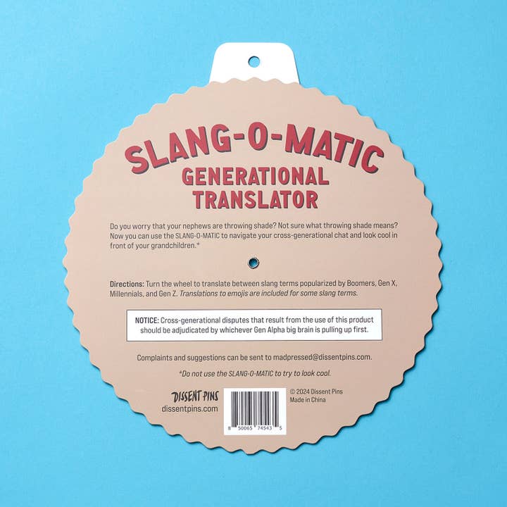 Dissent Pins - Wholesale Gag Gift/Novelty Gift - Slang-o-Matic Generational Translator