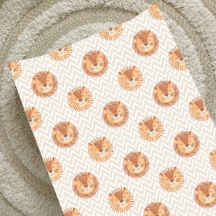 Lion Print Wedge Baby Changing Mat | Handmade UK for wholesale by Bobbin and Bumble - Baby Changing Mats
