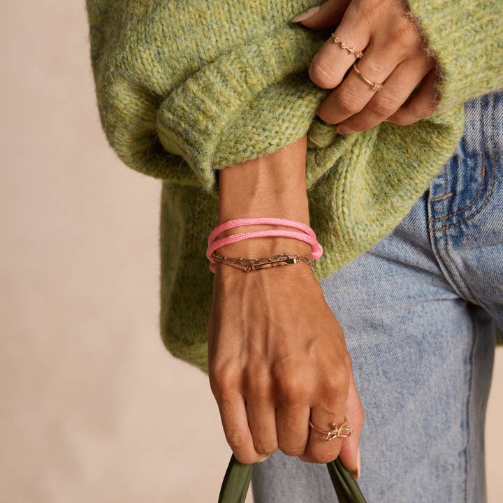 Nickel and Suede - Wholesale Woven/braided bracelet - Pink Cord Bracelet1