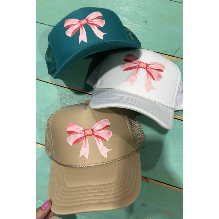Vibes Hat Company - Venta al por mayor Gorra trucker - Mujer - Sombrero de camionero con lazo rosa | Camioneros de verano | Gorras a la moda | Lazos