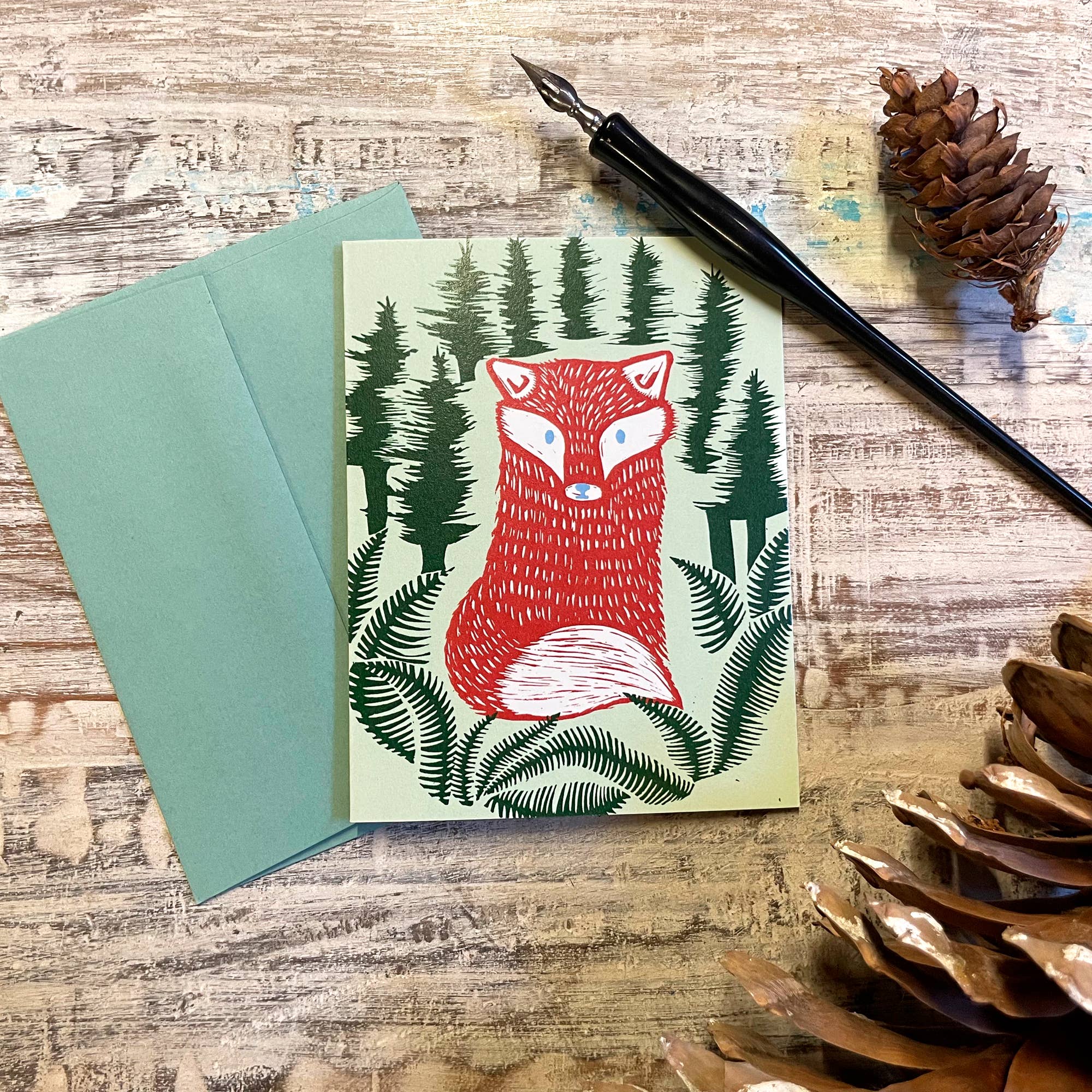Loaded Hips Press - Wholesale Everyday Greeting Card - Fox in Forest card1