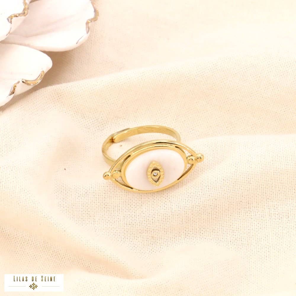 Lilas de Seine – Engroshandel Statementring – Øjenring i rustfrit stål i natursten 04240023