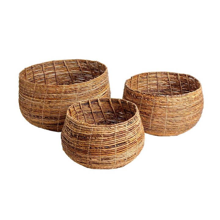 Abaca Floor Basket Lurik - S/3 for wholesale by Originalhome