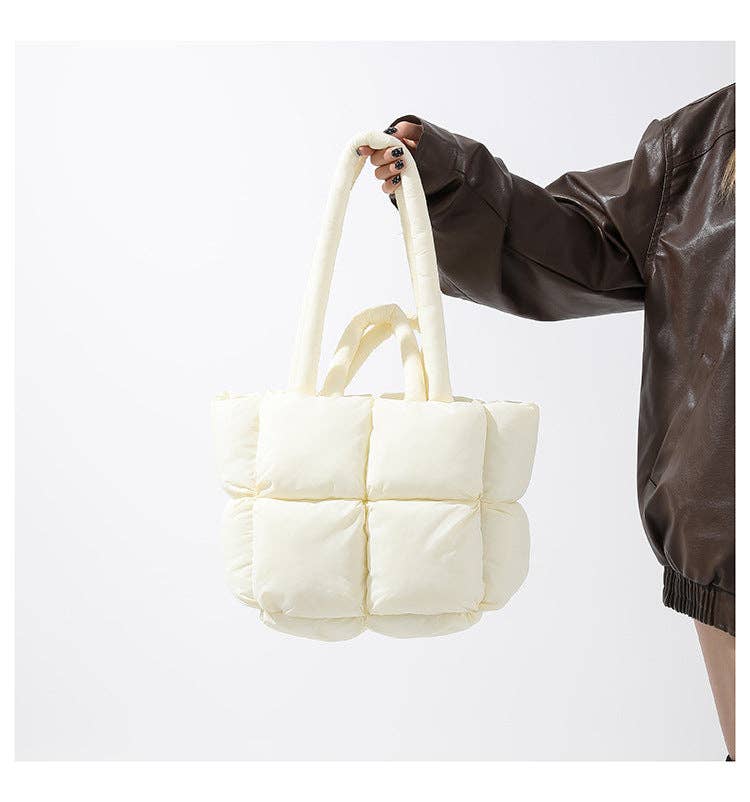 Dipped Shop - Wholesale Tote Bag - Women's - Simple Puffer Tote Bag Solid Color Soft Handbag DP809118