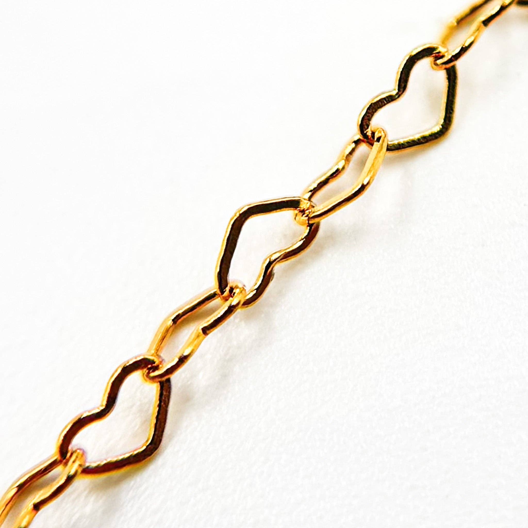 Jewels & Chains - Wholesale Link & Chain Necklace - 25F/SP-14K. 14K Yellow Solid Gold Flat Heart Link Chain3