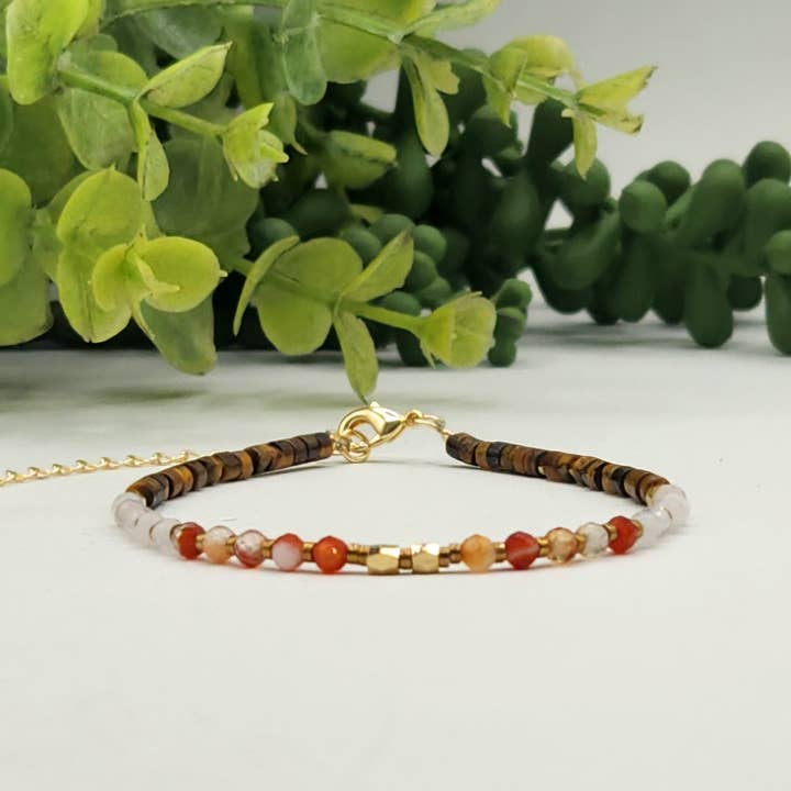 Meraki Gemstones – wholesale Pärlarmband – DEPRESSION STÖD-Karneol/Rosenkvarts/Tigeröga Armband