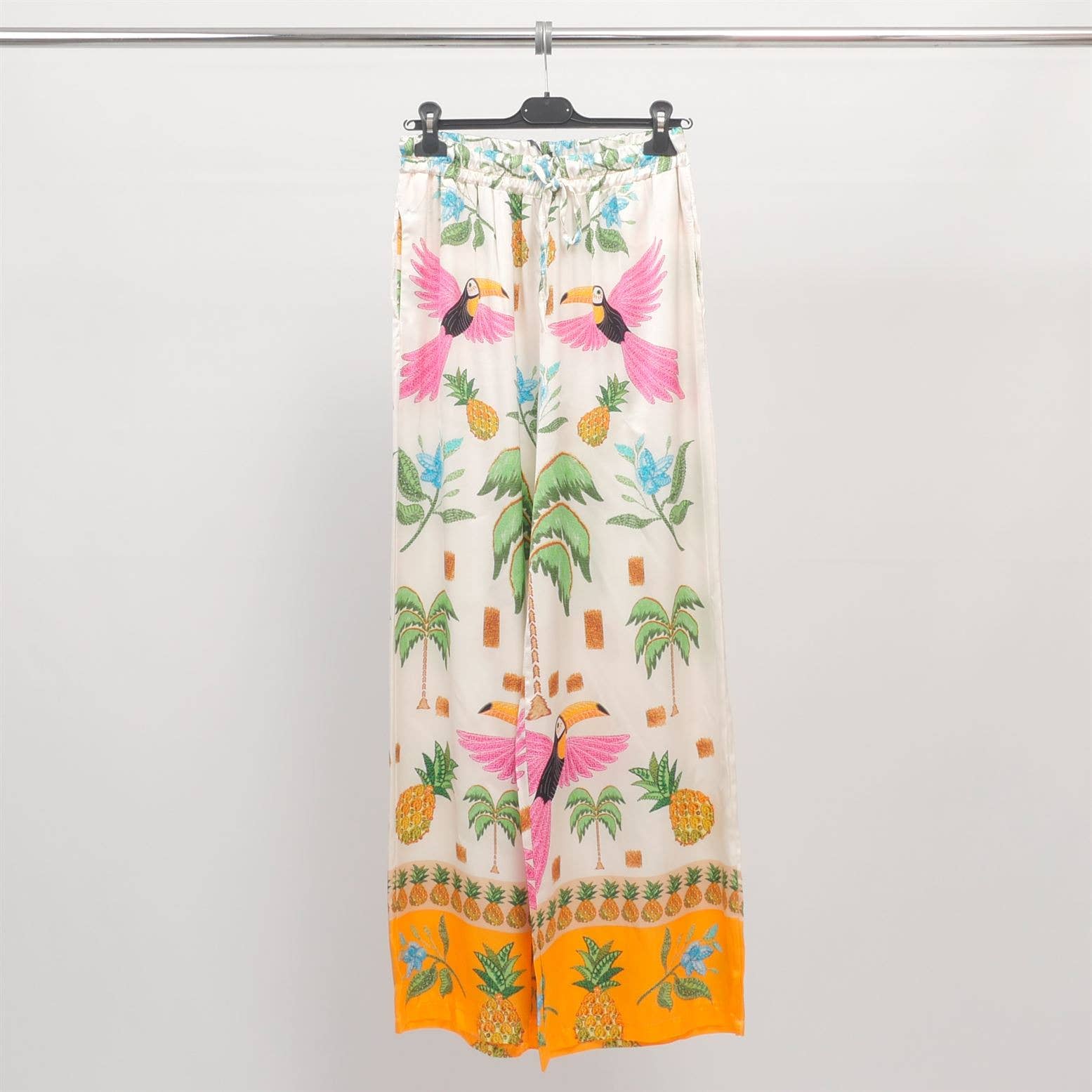 Cecile Wang - Vendita all'ingrosso Pantalone - Donna - Pantaloni stampati con pappagalli in viscosa satinata SSP20236VS1