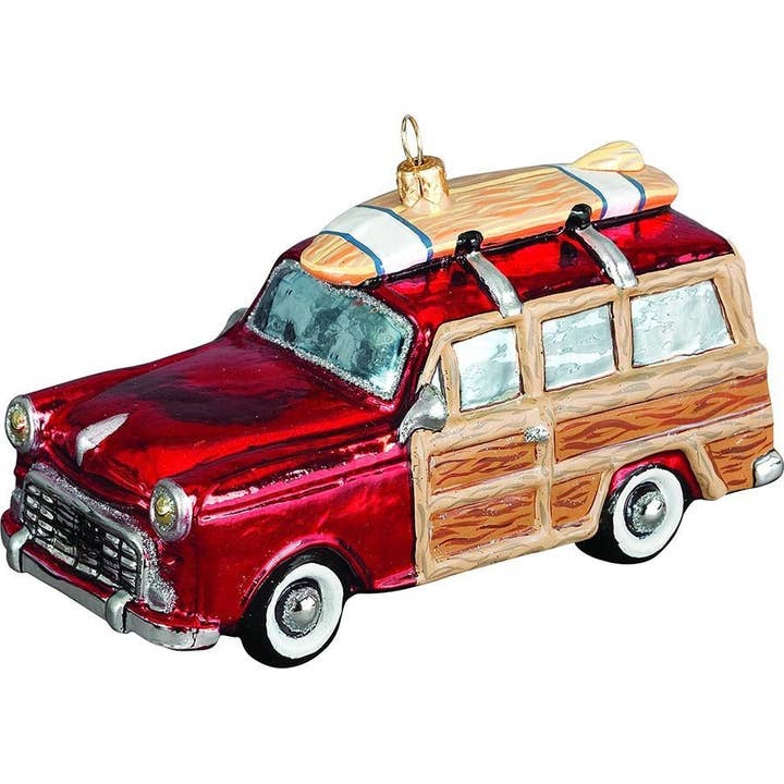 Woody Car with Surfboard for wholesale by Joy To The World Collectibles
