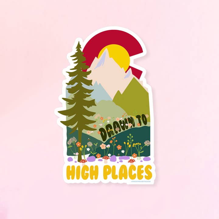 Peachy Keen by Design Co – wholesale Sticker – STICKER Drawn To High Places- Colorado
