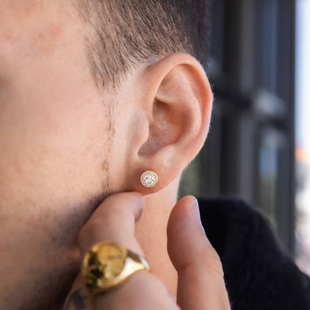 Twistedpendant – wholesale Solitärörhängen – Guld runda diamant Stud örhängen5