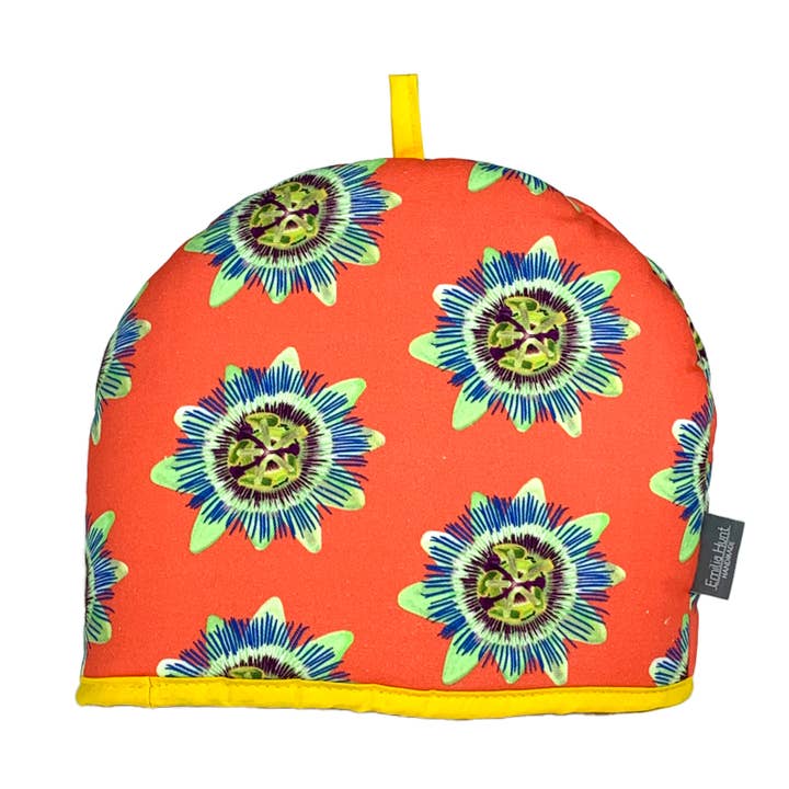 Coral Passion Flower Tea Cosy for wholesale by Emilia Hunt