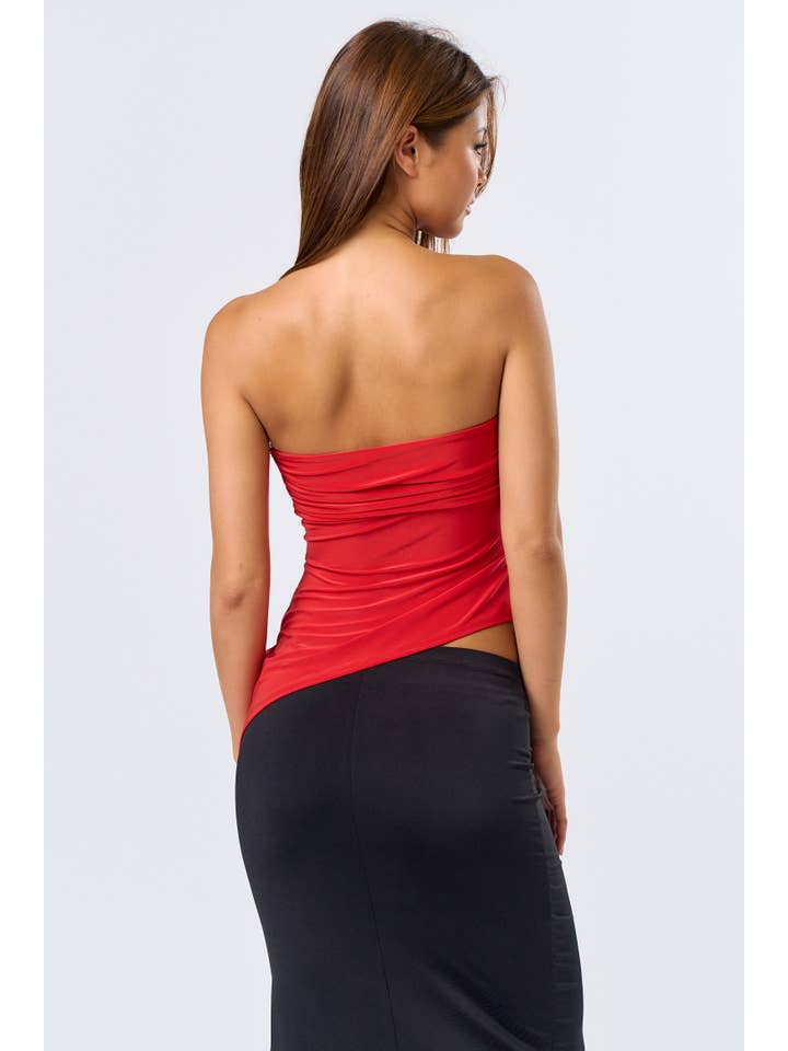Blue Blush - Wholesale Blouse - Women's - BT20154 ASYMMETRICAL TUBE TOP