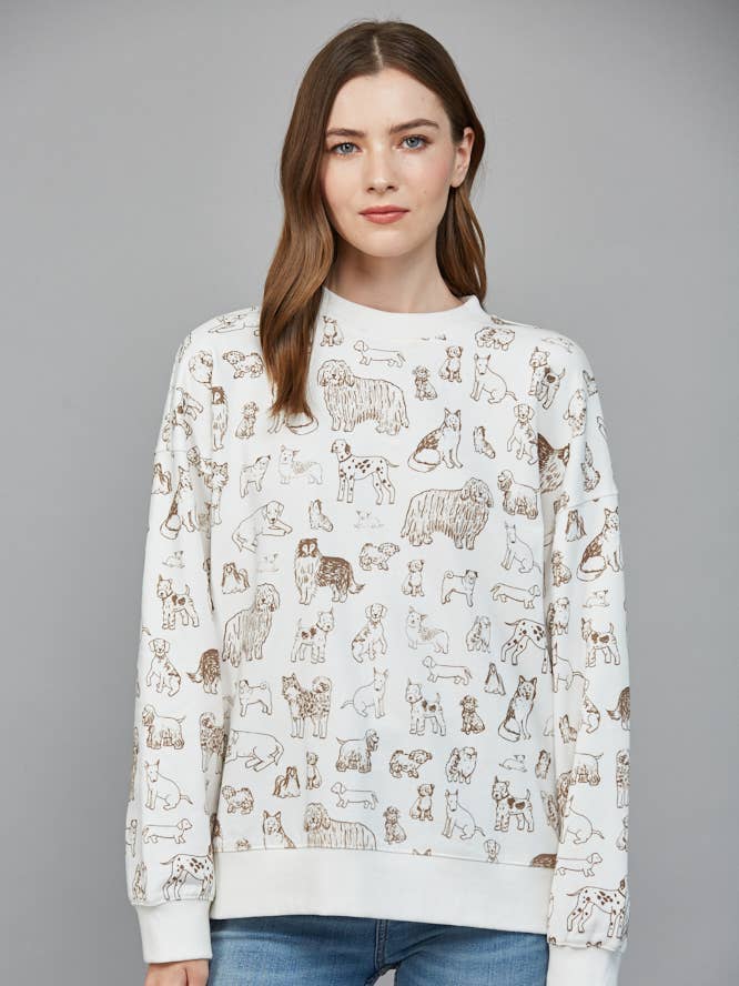 DOG PRINT SWEATSHIRT FT20368 for wholesale by FATE