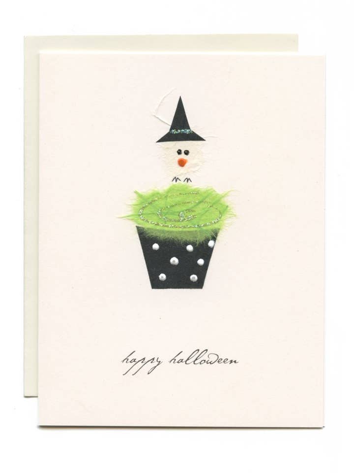 Pássaro “Feliz Dia das Bruxas” no cupcake por atacado de FLAUNT HANDMADE CORRESPONDENCES