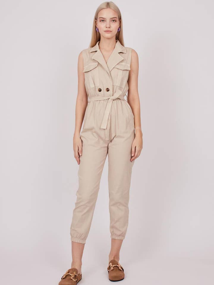 Combinaison d'été décontractée sans manches avec col à revers pour la vente par Dioxide