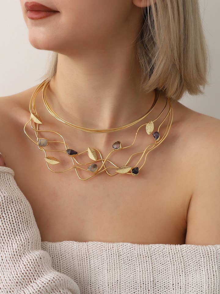 Gold Plated Stone Women Necklace for wholesale by BUBU BY TEKIN SHOP
