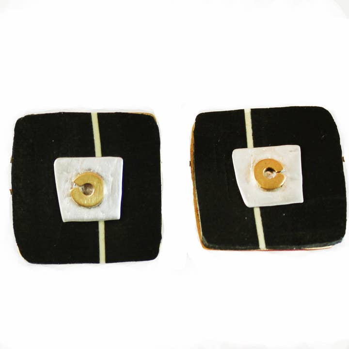 Polymer Clay, Brass, Sterling Dinner Out Earrings. By Hand for wholesale by Whitney Designs Ltd.
