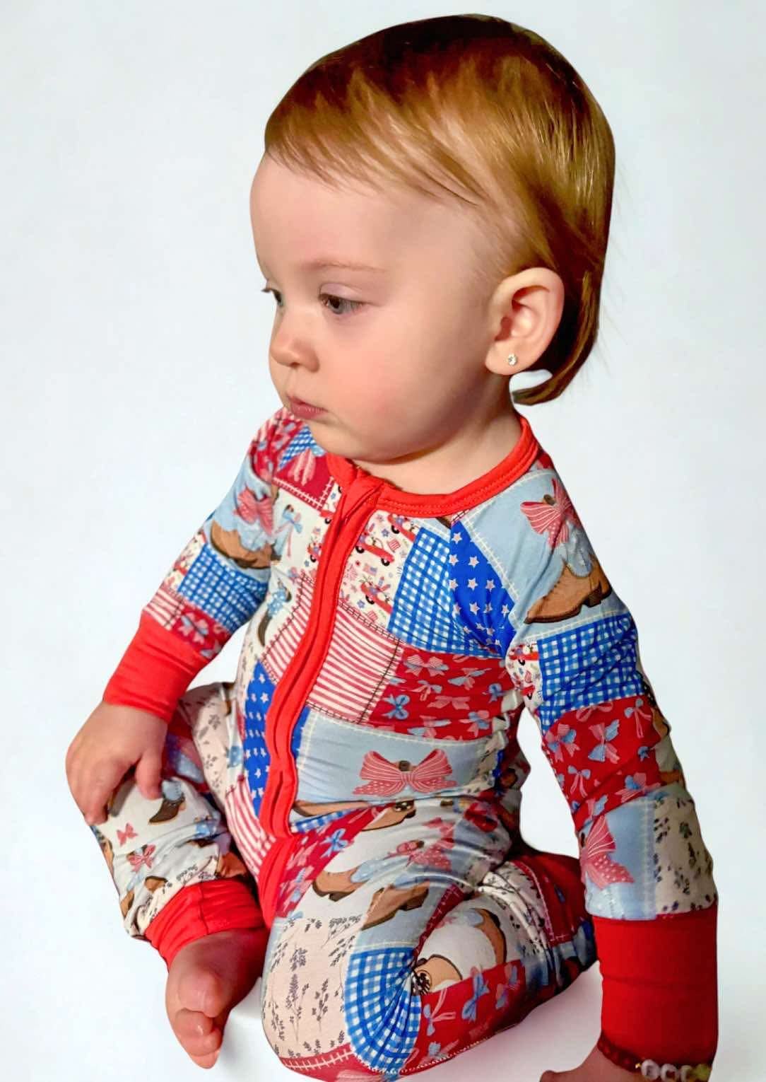 Brinley Jo’s Bamboo - Wholesale Jumpsuit - Baby - Star-Spangled Sweetheart Bamboo Romper5