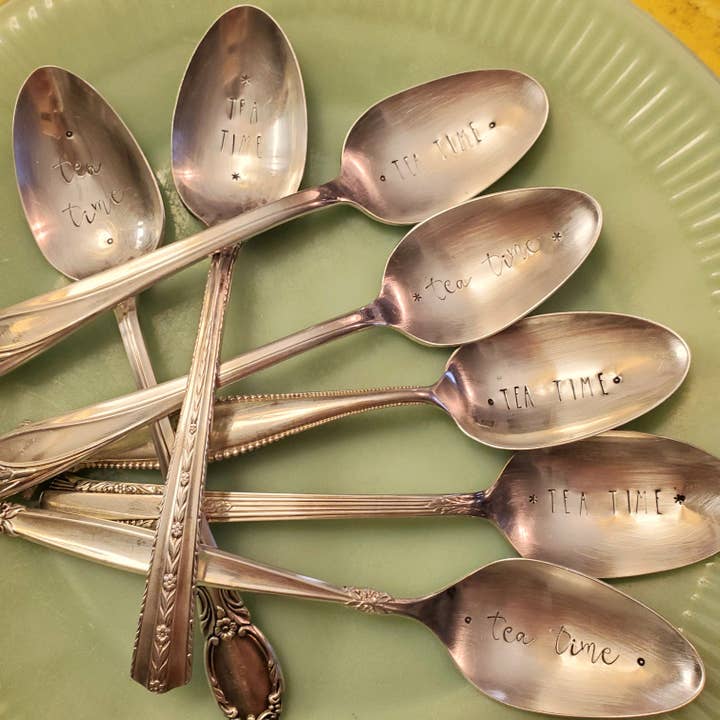 juNxtaposition® - Wholesale Table Spoon (Cutlery) - hand stamped vintage spoon TEA TIME2