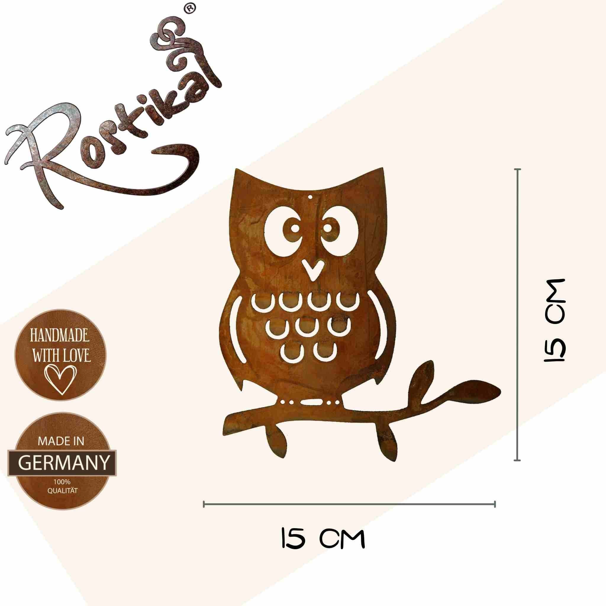 Rostikal - Wholesale Wall Accent - Edelrost ornament owl “Paulinchen” | autumn hanging decoration0