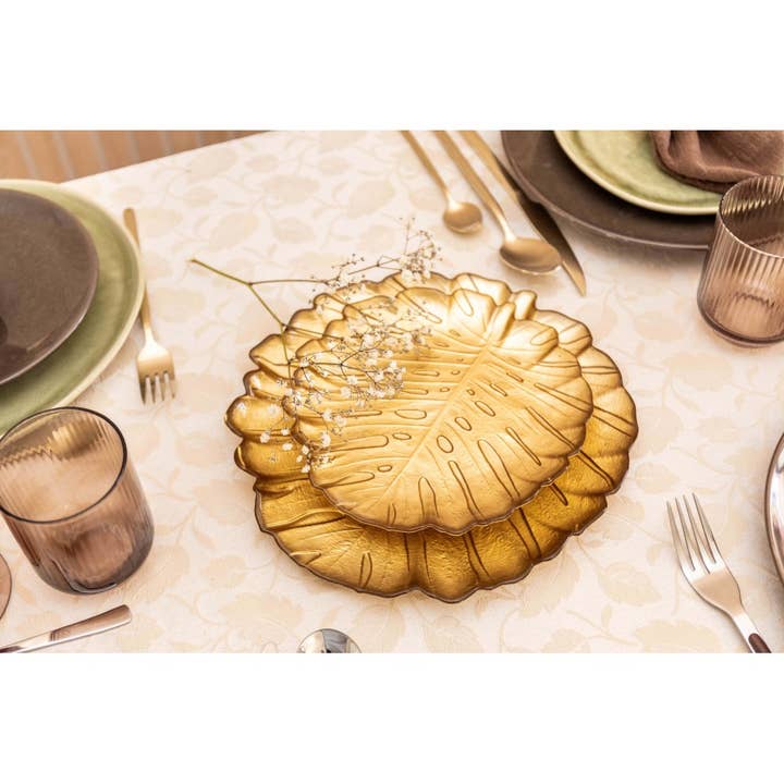 AULICA - Wholesale Decorative plate/dish/bowl - Large gold leaf glass dish 27x25.5x2.5cm1