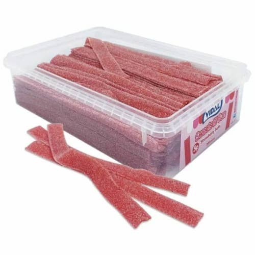 Long Island Candy Factory - Wholesale Gummy - Vidal Sour Red Strawberry Belts 2.9 lb 200 ct Tub0