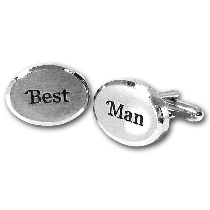 Rhodium Oval Best Man Cufflinks for wholesale by Sophos