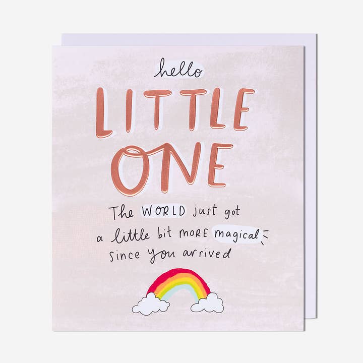 Hello Little One Rainbow New Baby Card for wholesale by Pigment Productions Ltd