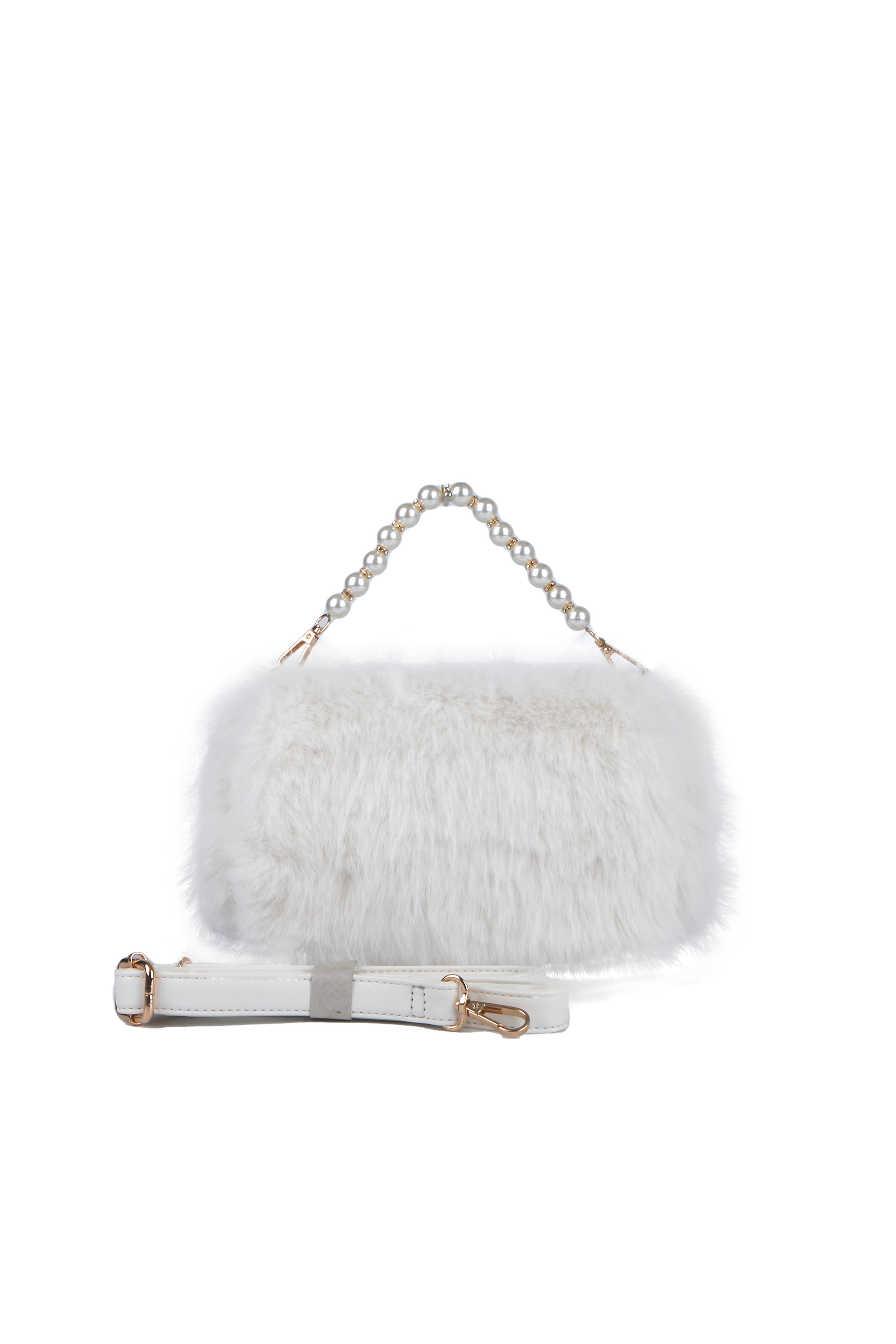 Papaya Fashion Ltd - Vendita all'ingrosso Pochette - Donna - Borsa a mano in ecopelliccia con manico a perla J-20365