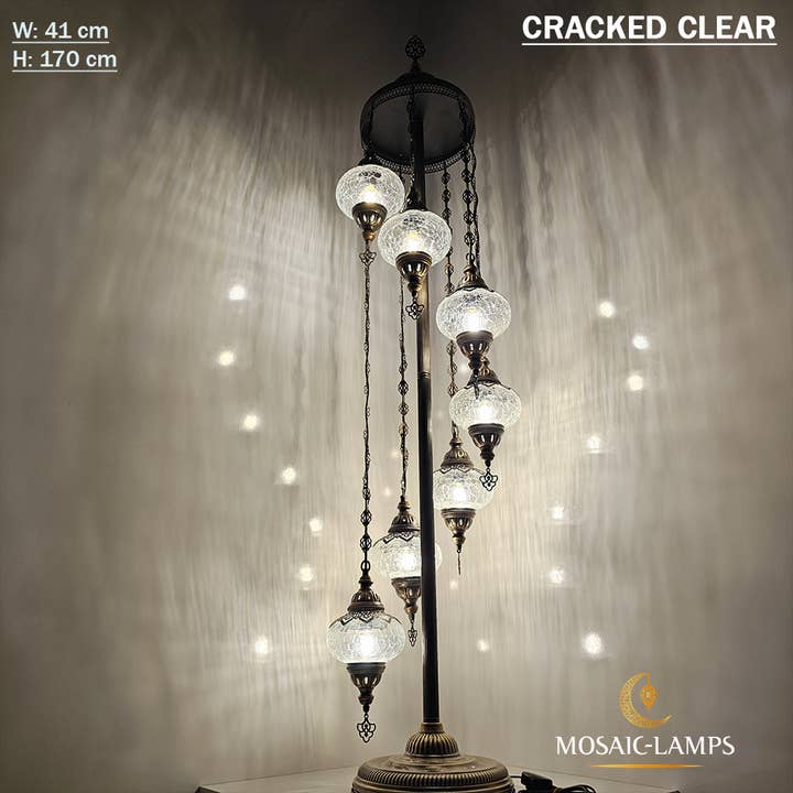 Mosaic Lamps – Engroshandel Gulvlampe – 7 Cracked Clear Globe tyrkiske gulvlamper, Stue Bedsi4