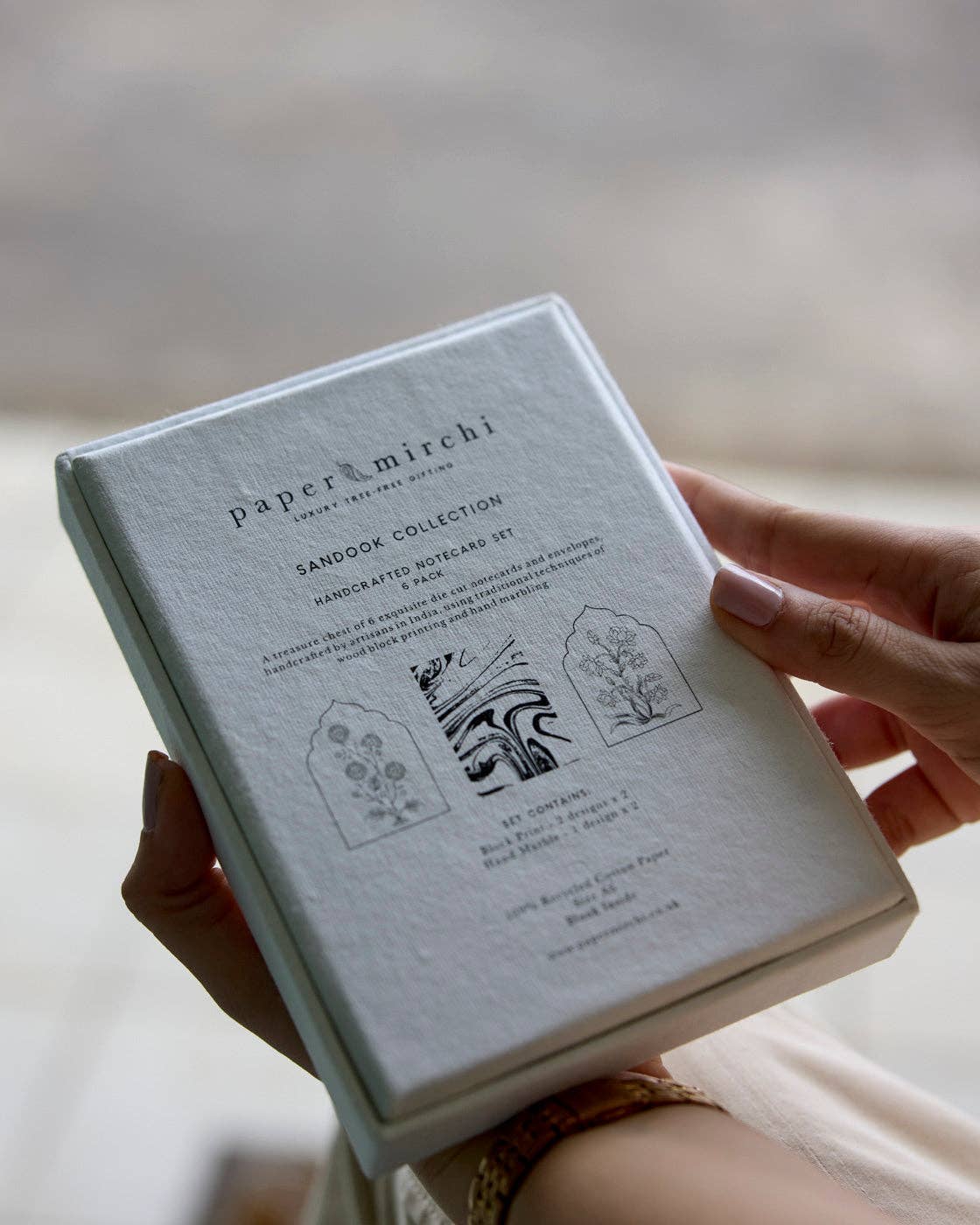 Paper Mirchi - Wholesale Briefpapier/indexkaartenset - Geschenkdoos luxe handgemaakte notekaarten - Sandook Quartz5