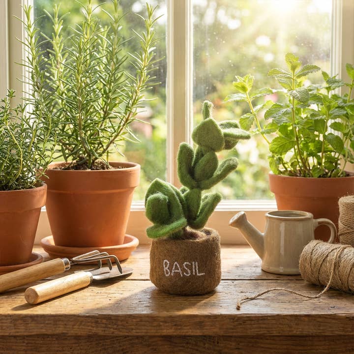 Felt So Good – wholesale Decorative tabletop object – Handmade Felt Herbs Standing Decoration Variety5