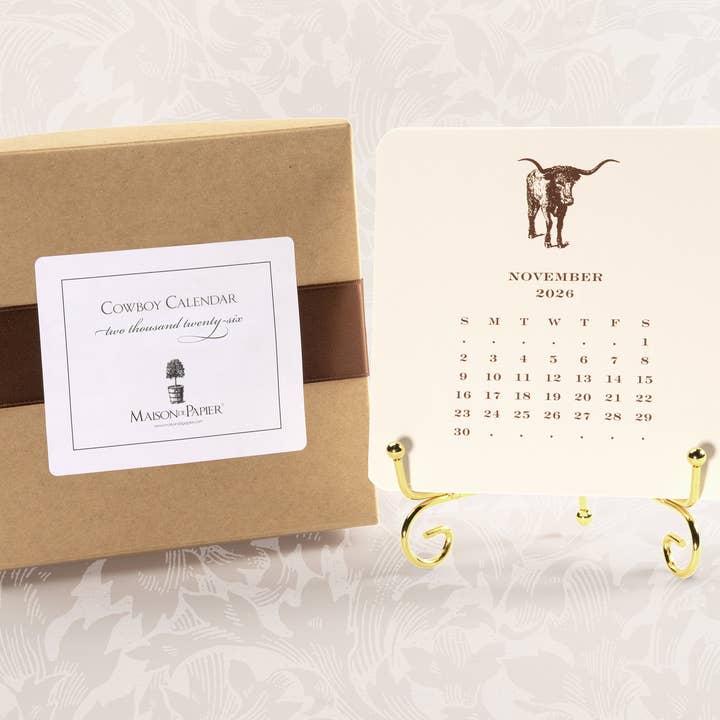 Maison de Papier - Wholesale Calendar - 2026 Cowboy Calendar with Easel1