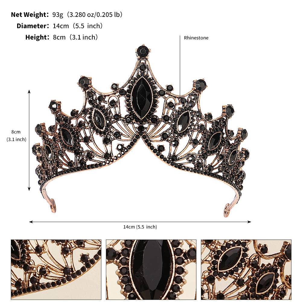 Tourtiwi - Wholesale Tiara - Women's - Obsidian Tiara Rhinestone Alloy Headdress Black Crown30