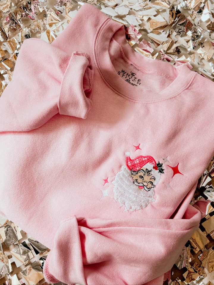 The White Stitch - Wholesale Graphic Sweatshirt - Women's - Fuzzy Beard Santa | Handmade